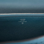 Hermes Kelly Long Wallet Bleu Colvert Alligator Ghillies Palladium Hardware