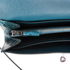 Hermes Kelly Long Wallet Bleu Colvert Alligator Ghillies Palladium Hardware