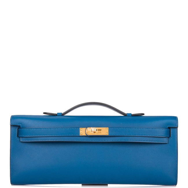 Hermes Deep Blue Swift Kelly Cut Gold Hardware Hover Image