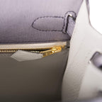 Hermes Kelly 28cm Bi-Color Gris Agate and Gris Perle Ostrich Sellier  Brushed Gold Hardware