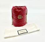 Matelasse Mini GG Marmont 2.0 Bucket Bag Red