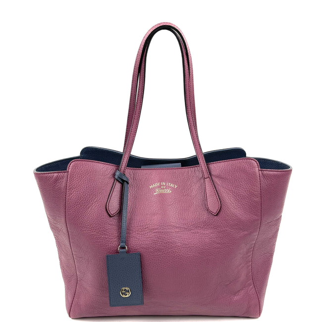 Purple Leather Swing Tote Hover Image