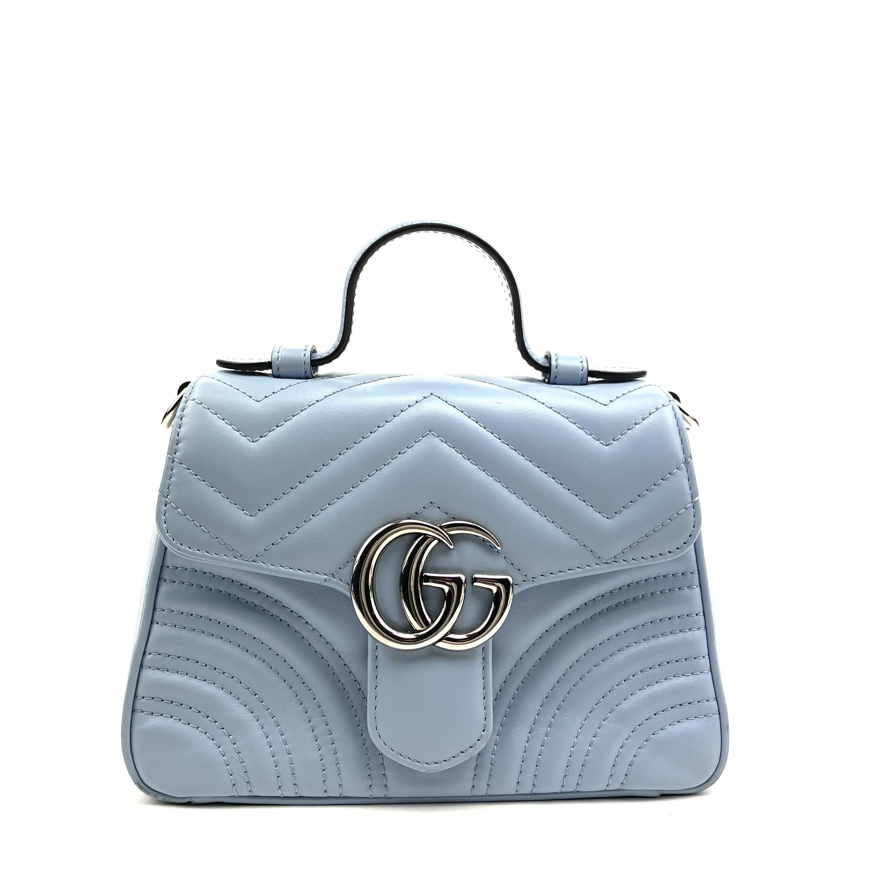 GG Marmont Mini Top Handle Bag Blue