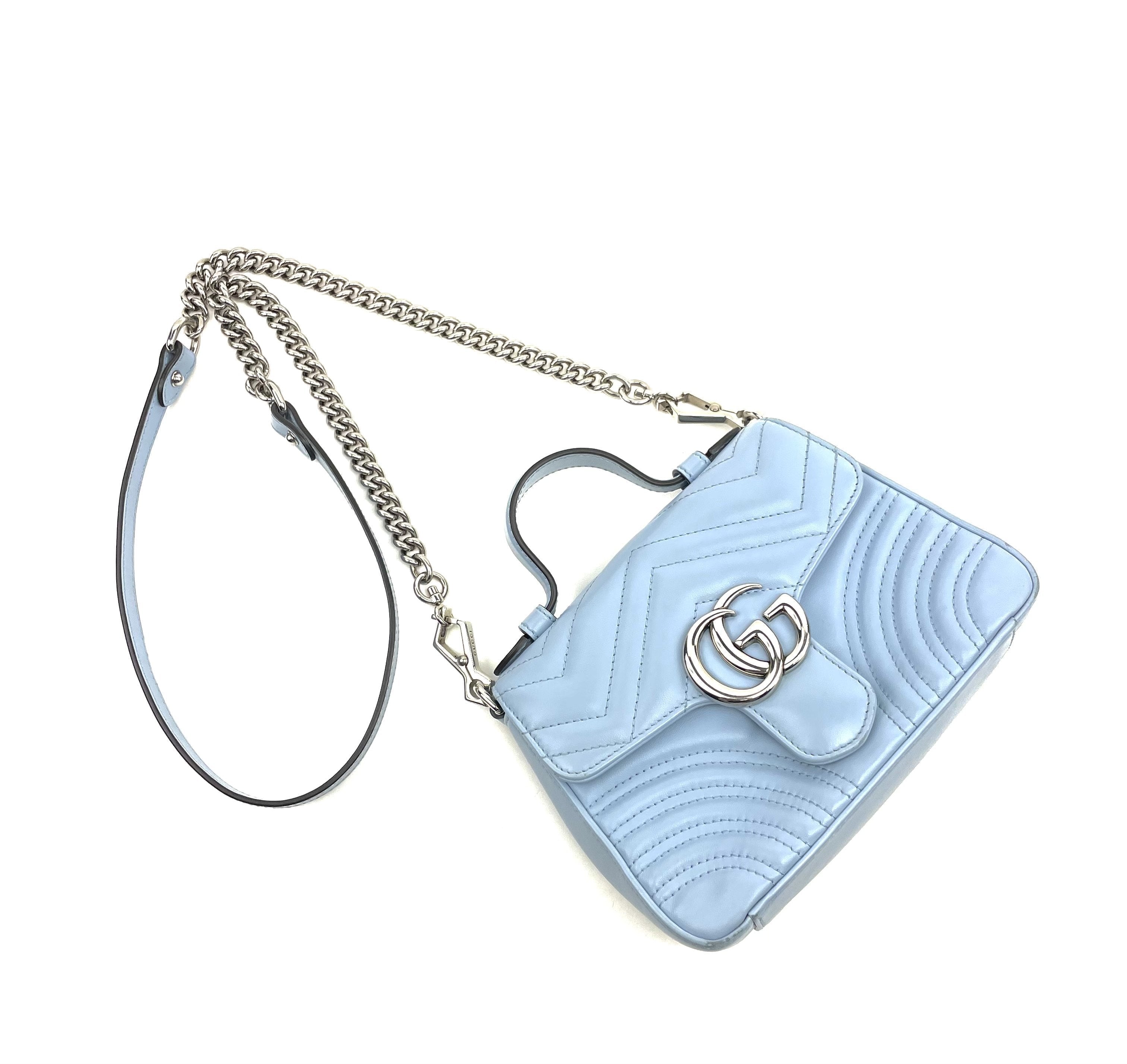 GG Marmont Mini Top Handle Bag Blue