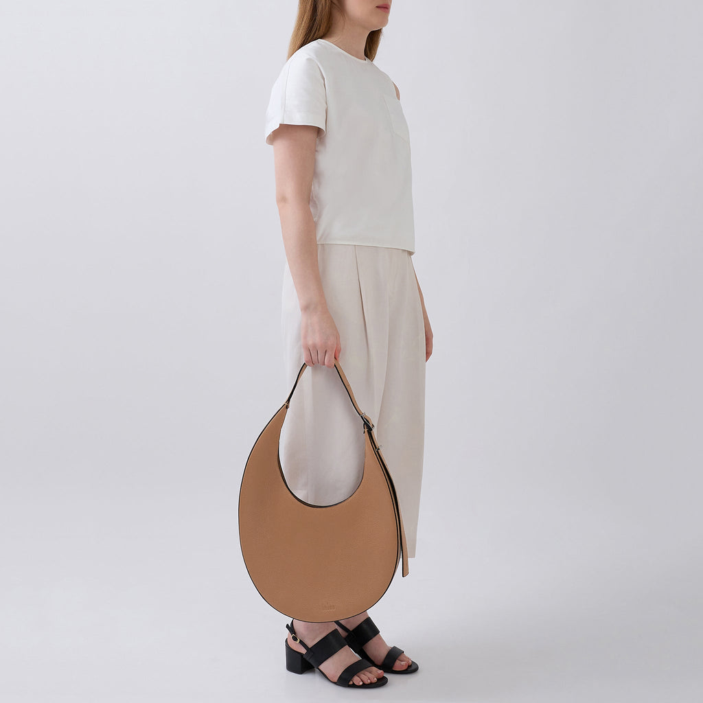 INA CRESCENT BAG LARGE PEBBLE ALMOND
