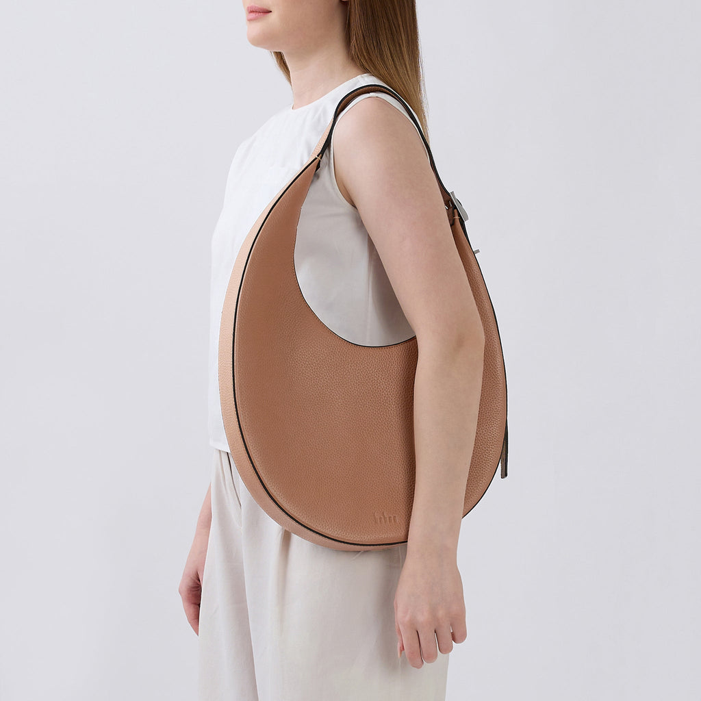 INA CRESCENT BAG LARGE PEBBLE ALMOND