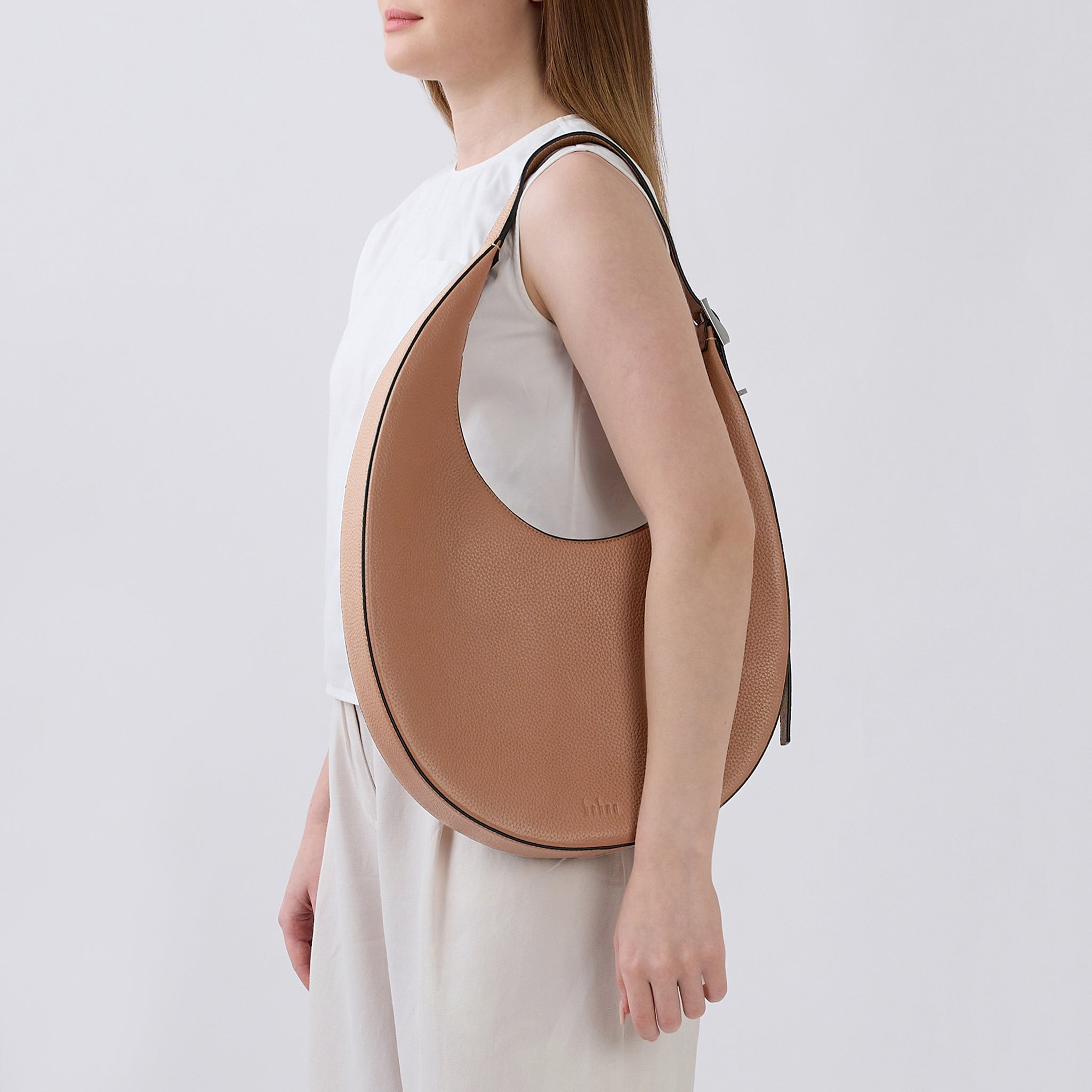 INA CRESCENT BAG LARGE PEBBLE ALMOND