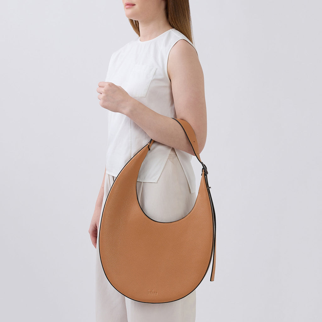 INA CRESCENT BAG LARGE PEBBLE ALMOND
