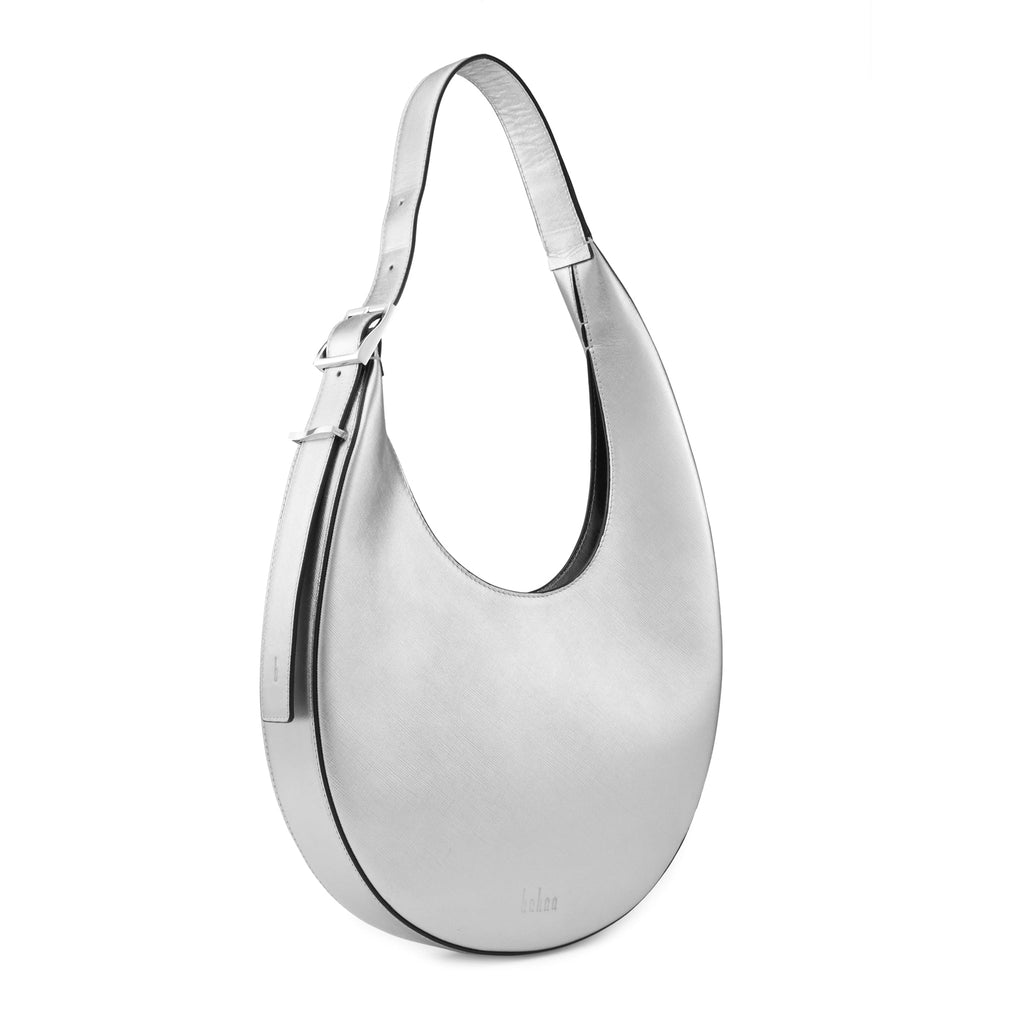 INA CRESCENT BAG MEDIUM METALLIC SILVER
