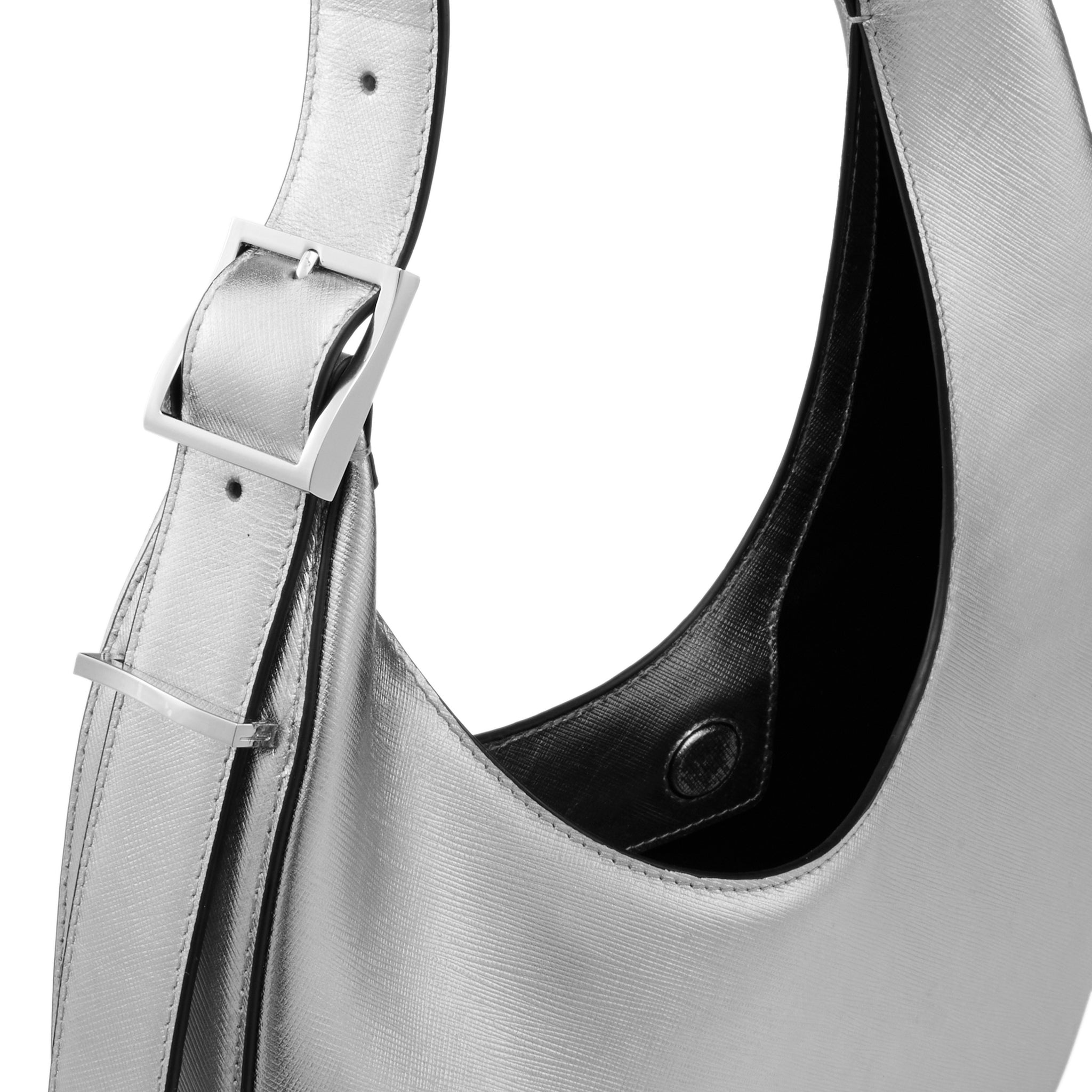 INA CRESCENT BAG MEDIUM METALLIC SILVER