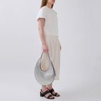 INA CRESCENT BAG MEDIUM METALLIC SILVER