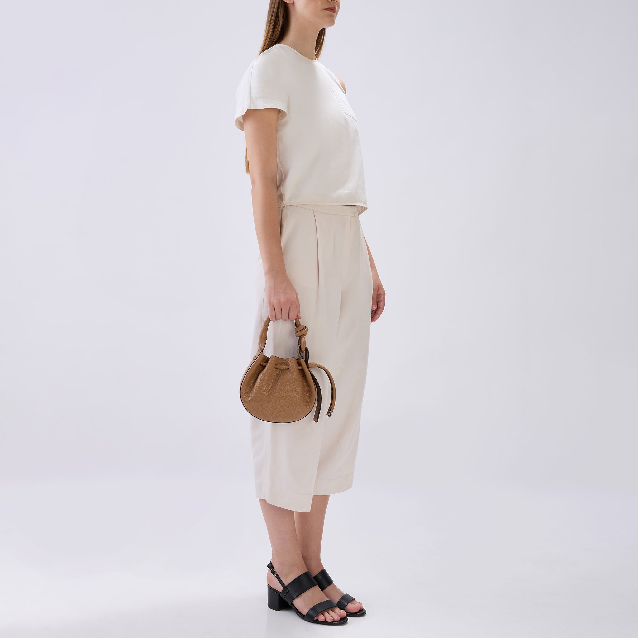 INA MINI CROSSBODY PEBBLE ALMOND