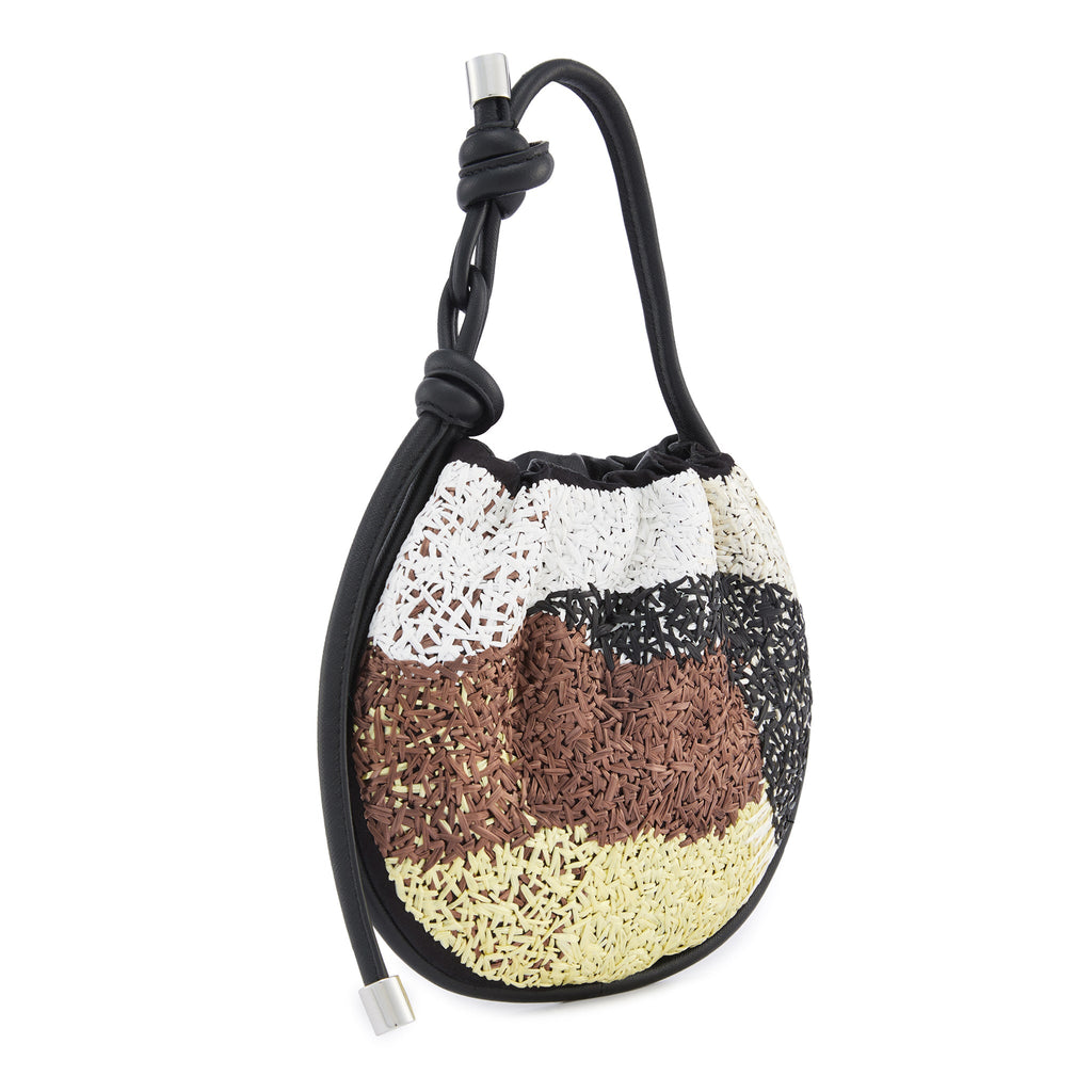 INA MINI POTLI RAFFIA BLACK/BROWN