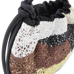 INA MINI POTLI RAFFIA BLACK/BROWN