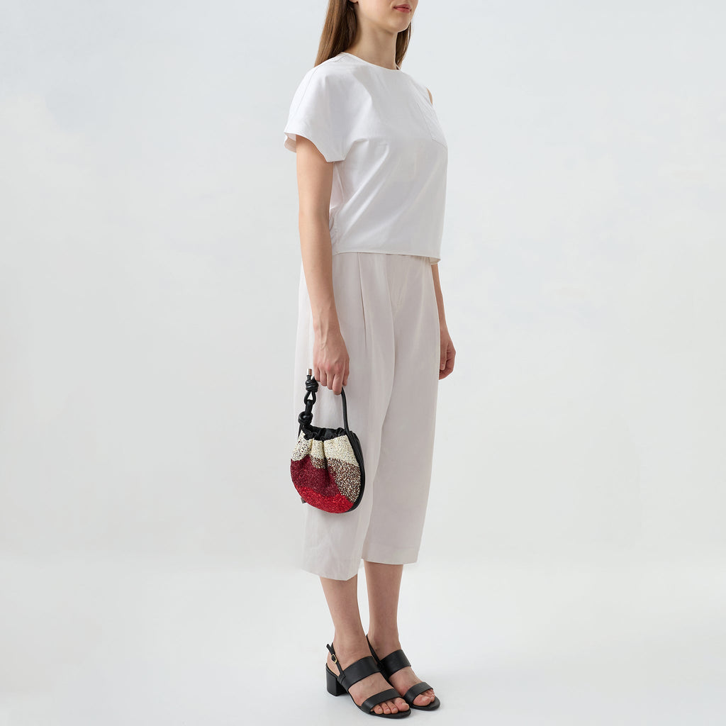 INA MINI POTLI RAFFIA BLACK/RED