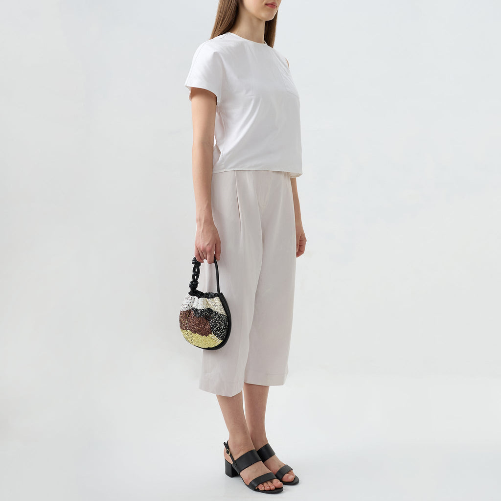 INA MINI POTLI RAFFIA BLACK/BROWN