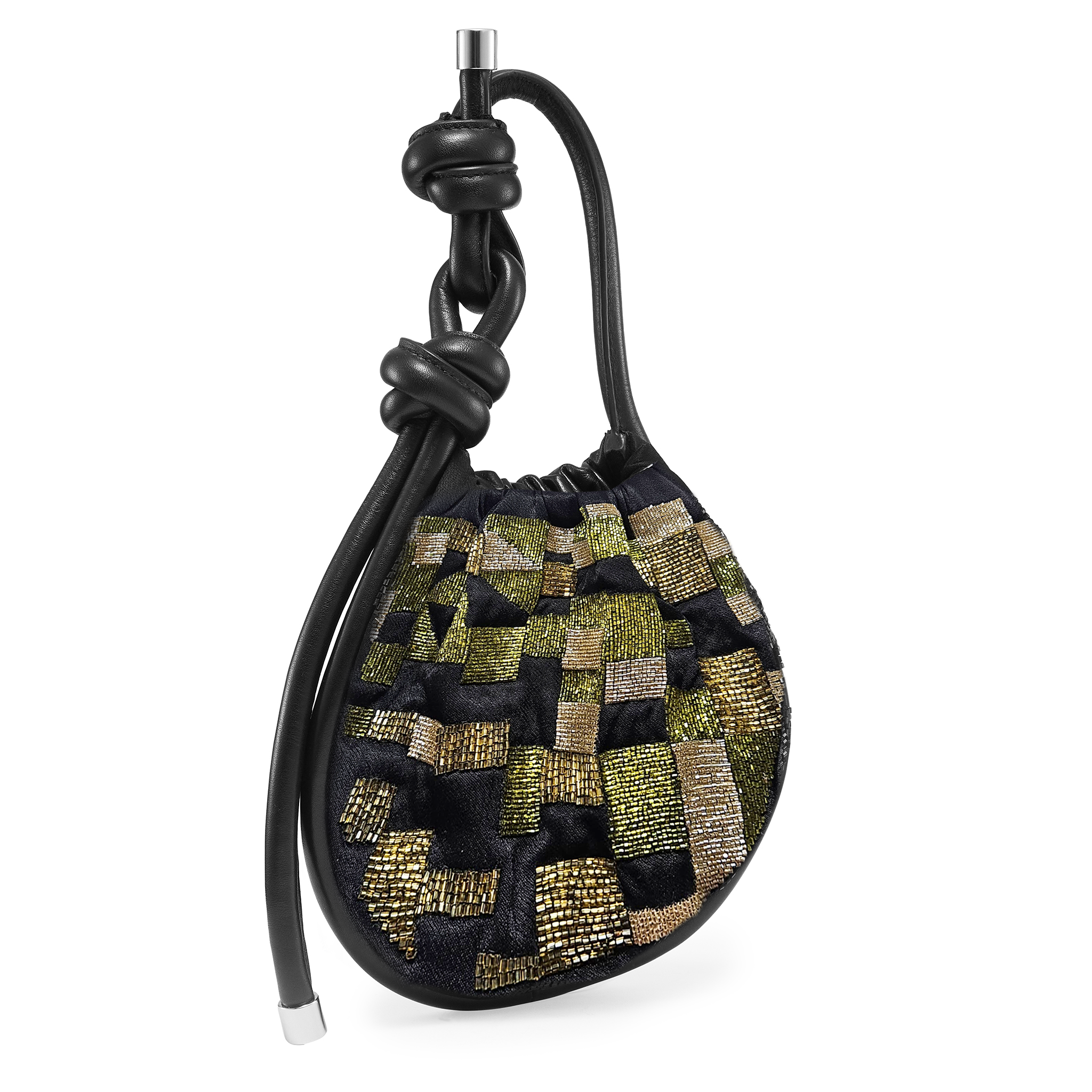 INA MINI POTLI WAVE QUILT BLACK