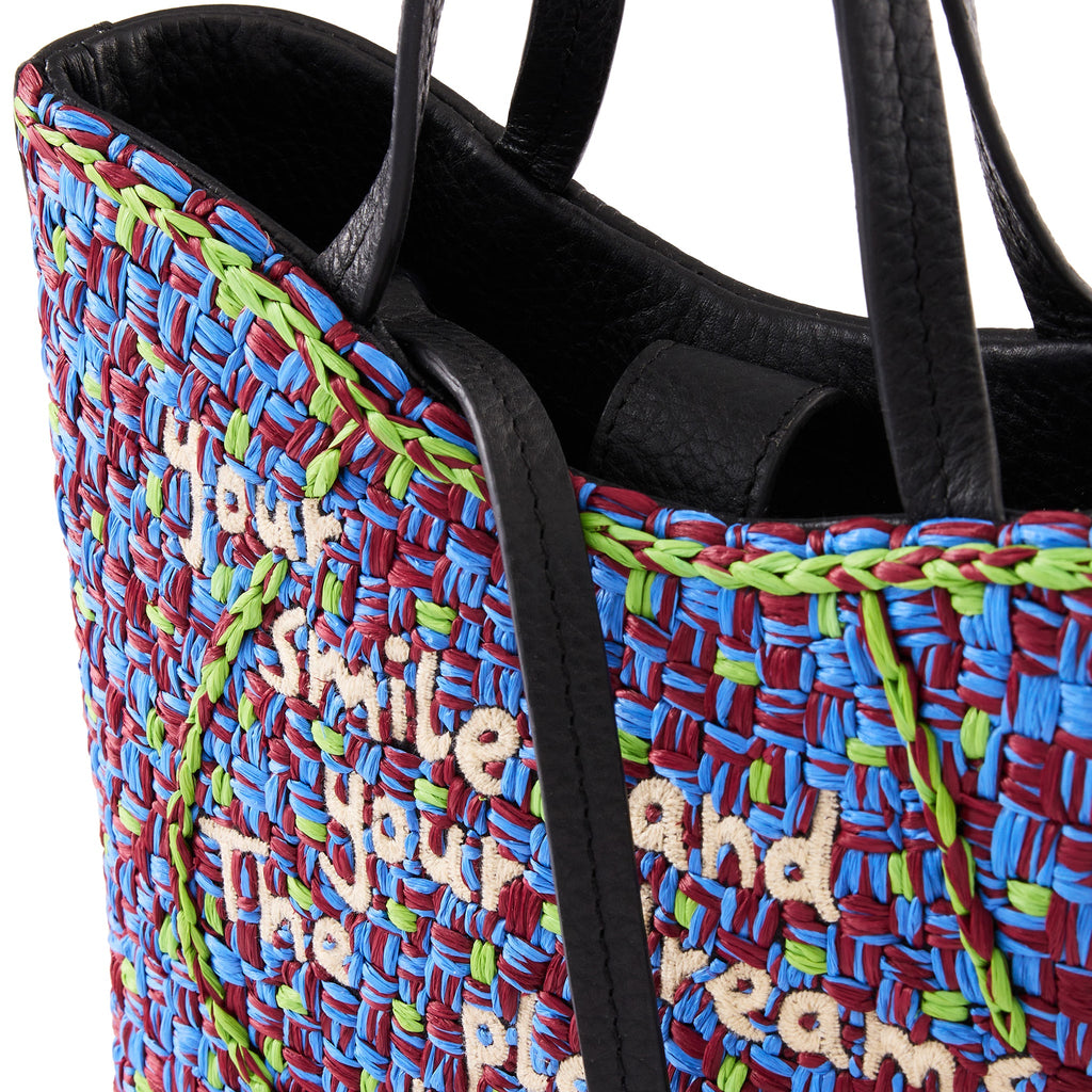 KATRINA MINI TOTE RAFFIA PEBBLE BLUE/GREEN
