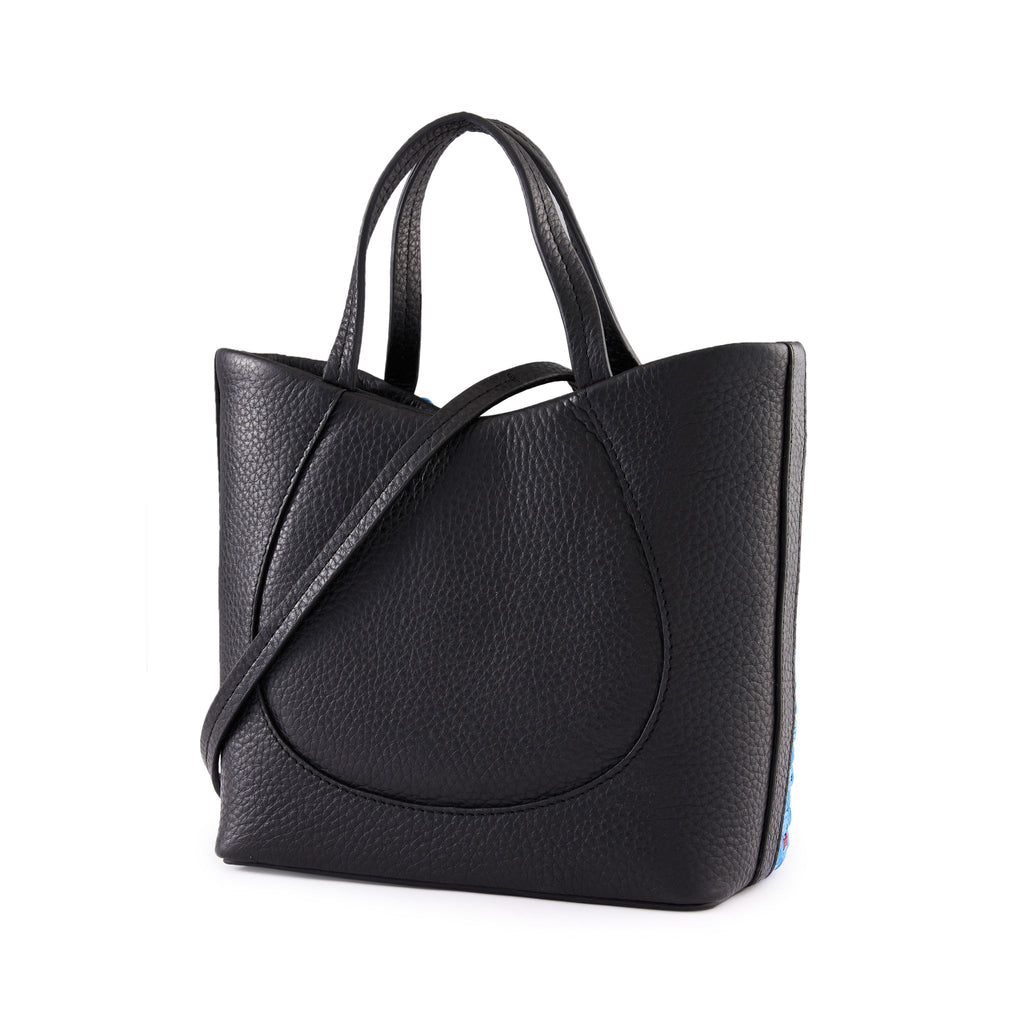 KATRINA MINI TOTE RAFFIA PEBBLE BLUE/BORDEAUX