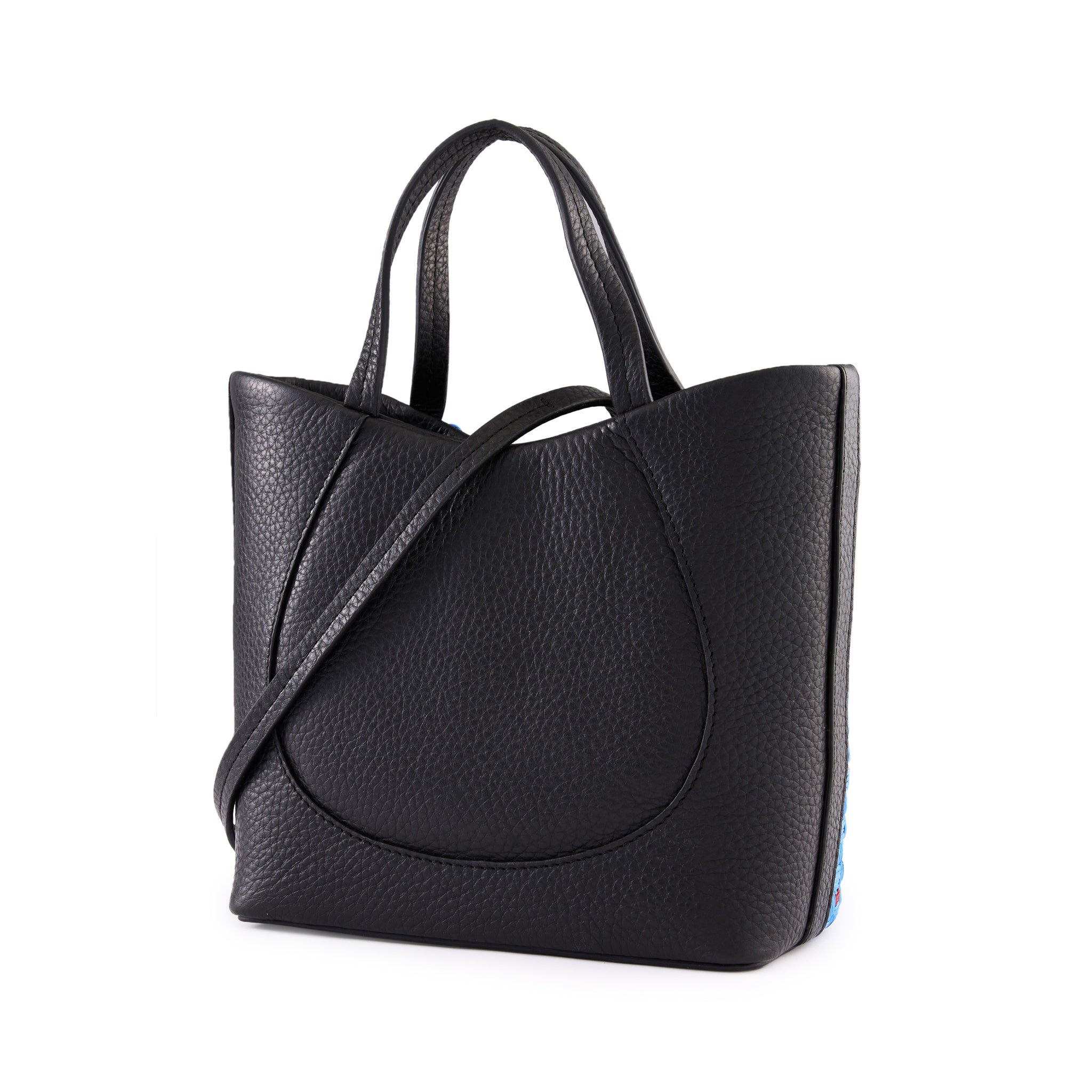 KATRINA MINI TOTE RAFFIA PEBBLE BLUE/BORDEAUX