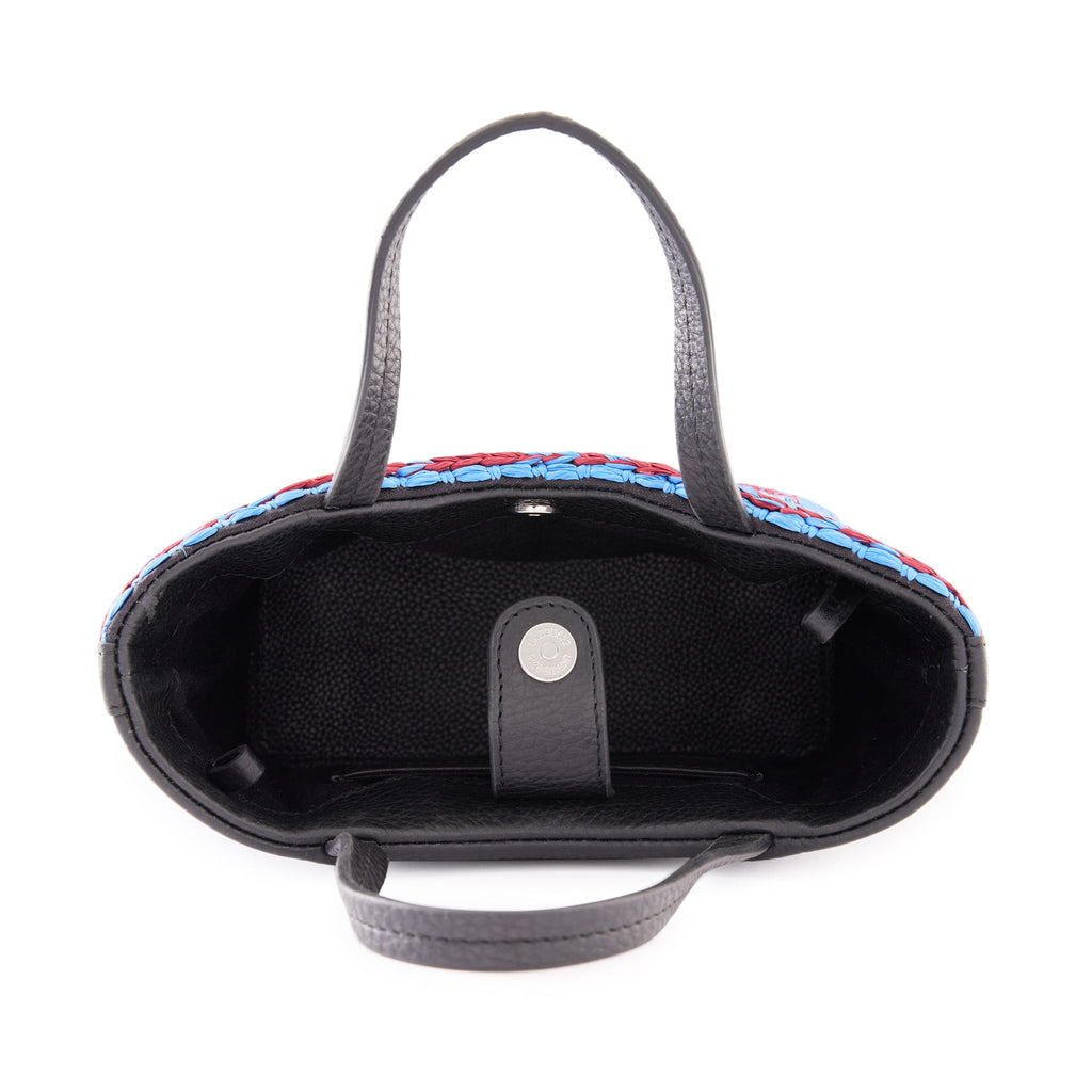 KATRINA MINI TOTE RAFFIA PEBBLE BLUE/BORDEAUX