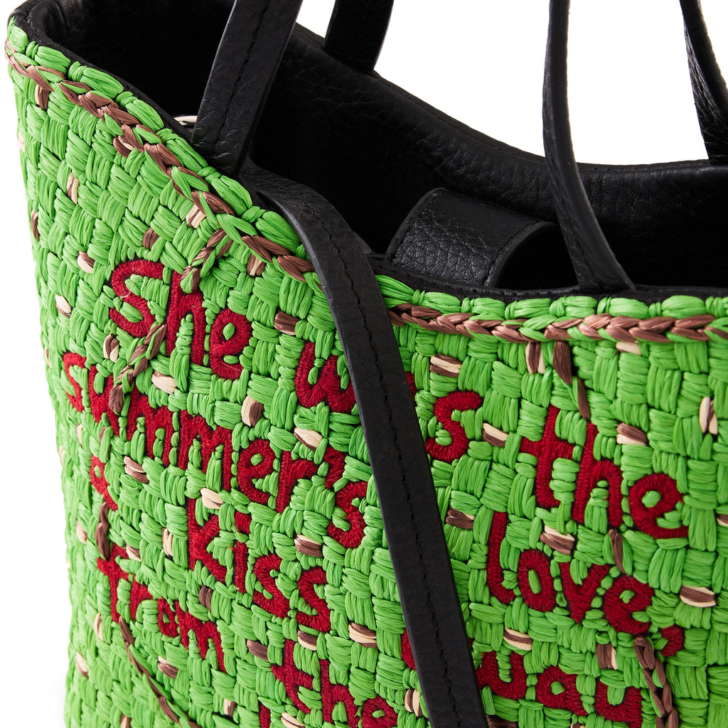 KATRINA MINI TOTE RAFFIA PEBBLE GREEN/CACAO
