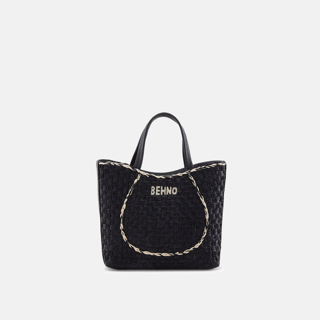 KATRINA MINI TOTE RAFFIA PEBBLE BLACK
