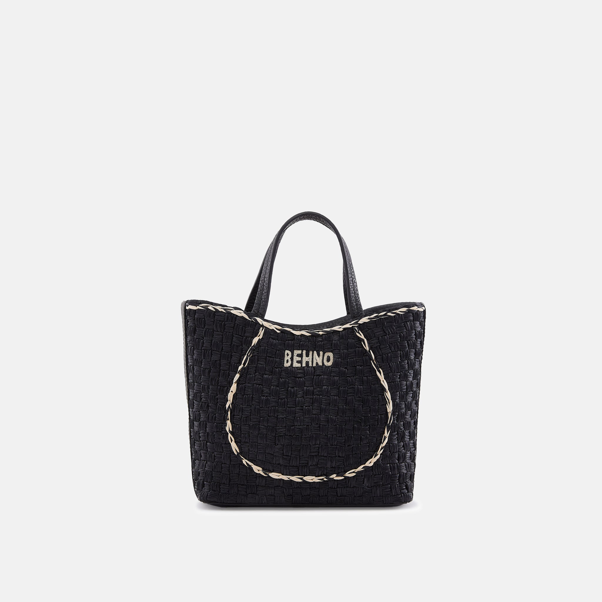 KATRINA MINI TOTE RAFFIA PEBBLE BLACK