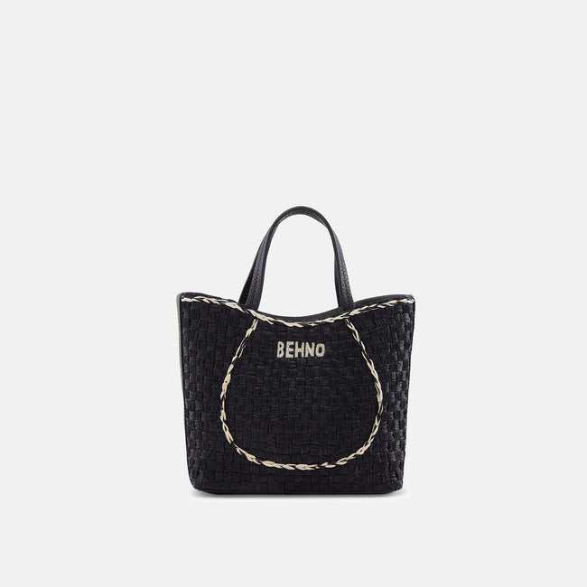 KATRINA MINI TOTE RAFFIA PEBBLE BLACK Hover Image