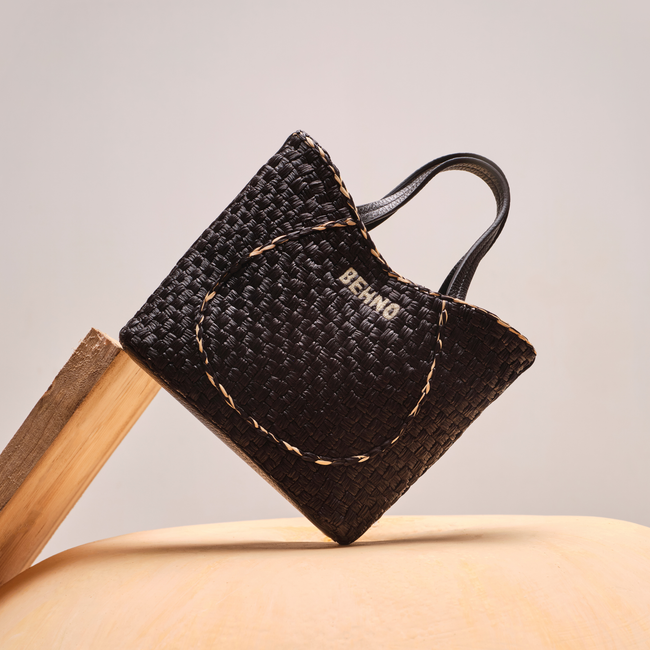KATRINA MINI TOTE RAFFIA PEBBLE BLACK Main Image