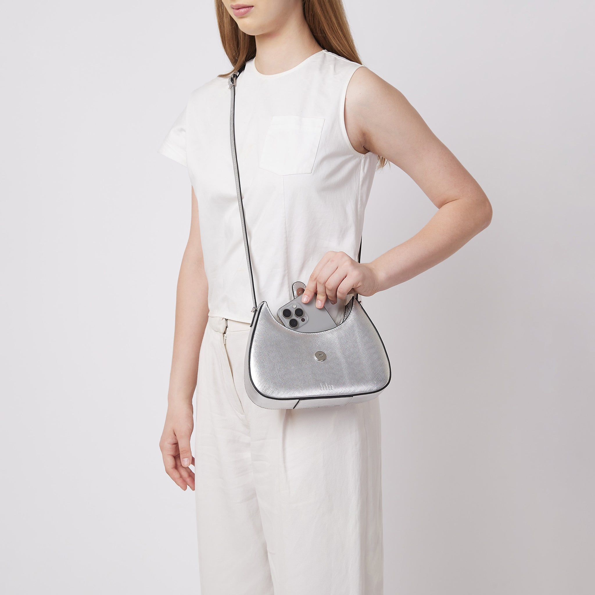LEENA MINI CROSSBODY METALLIC SILVER