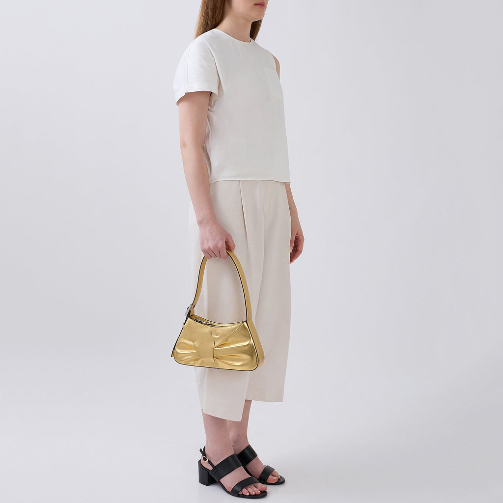 LEENA MINI SHOULDER DRAPED METALLIC GOLD