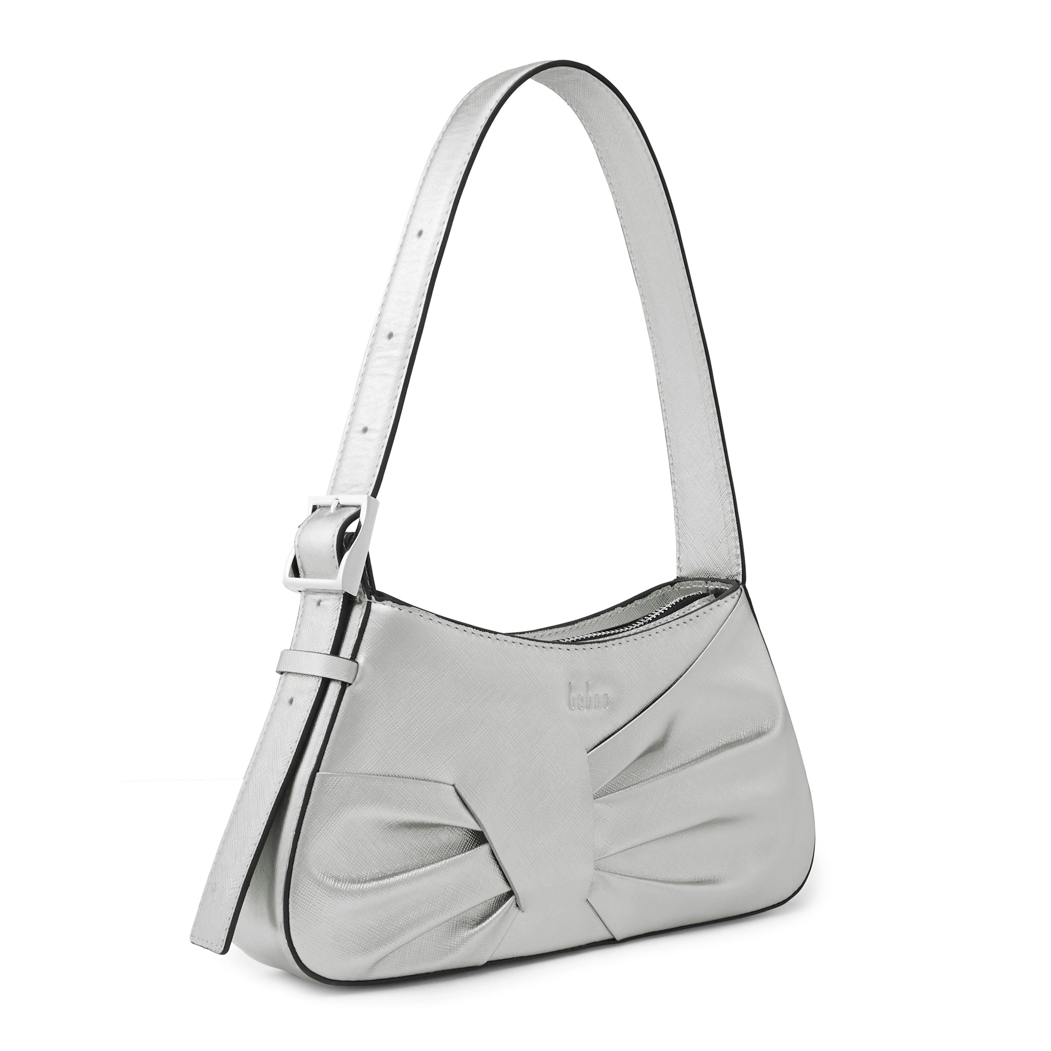 LEENA MINI SHOULDER DRAPED METALLIC SILVER