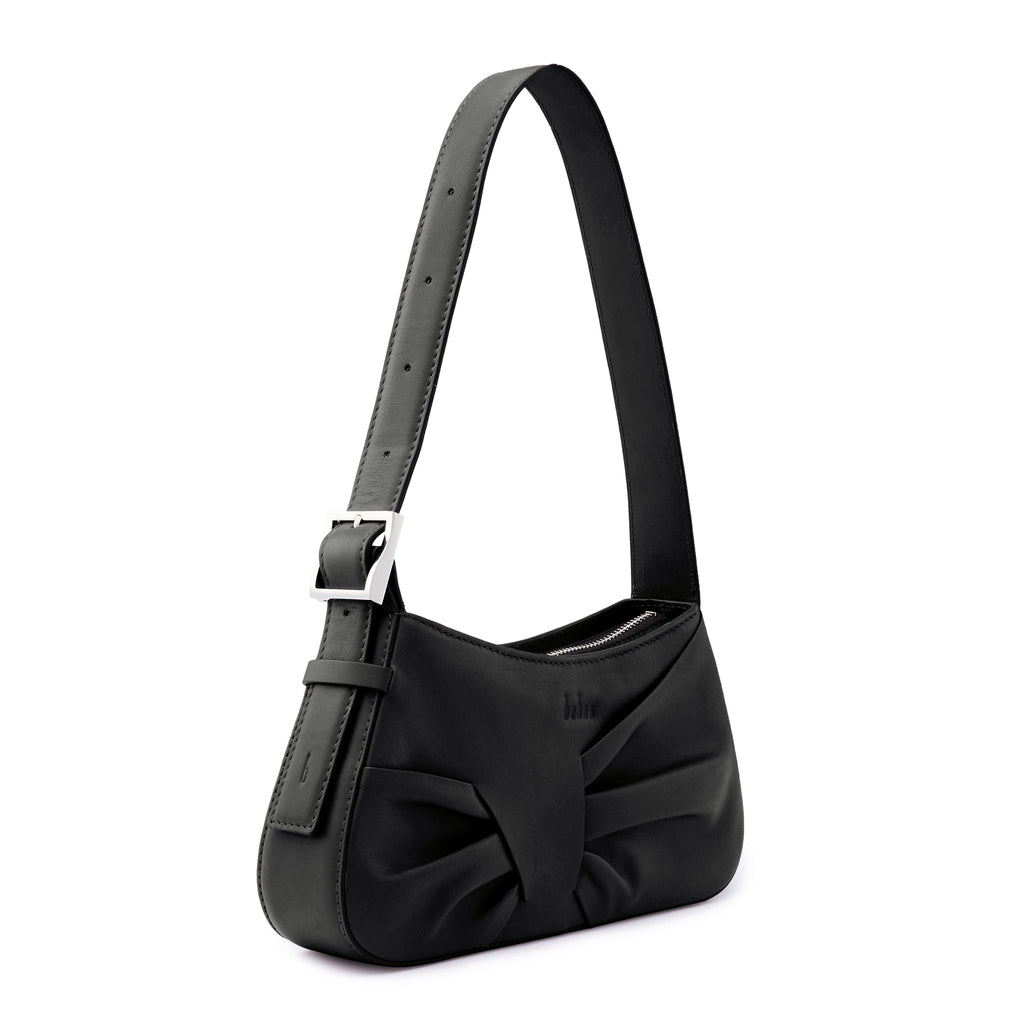 LEENA MINI SHOULDER DRAPED NAPPA BLACK