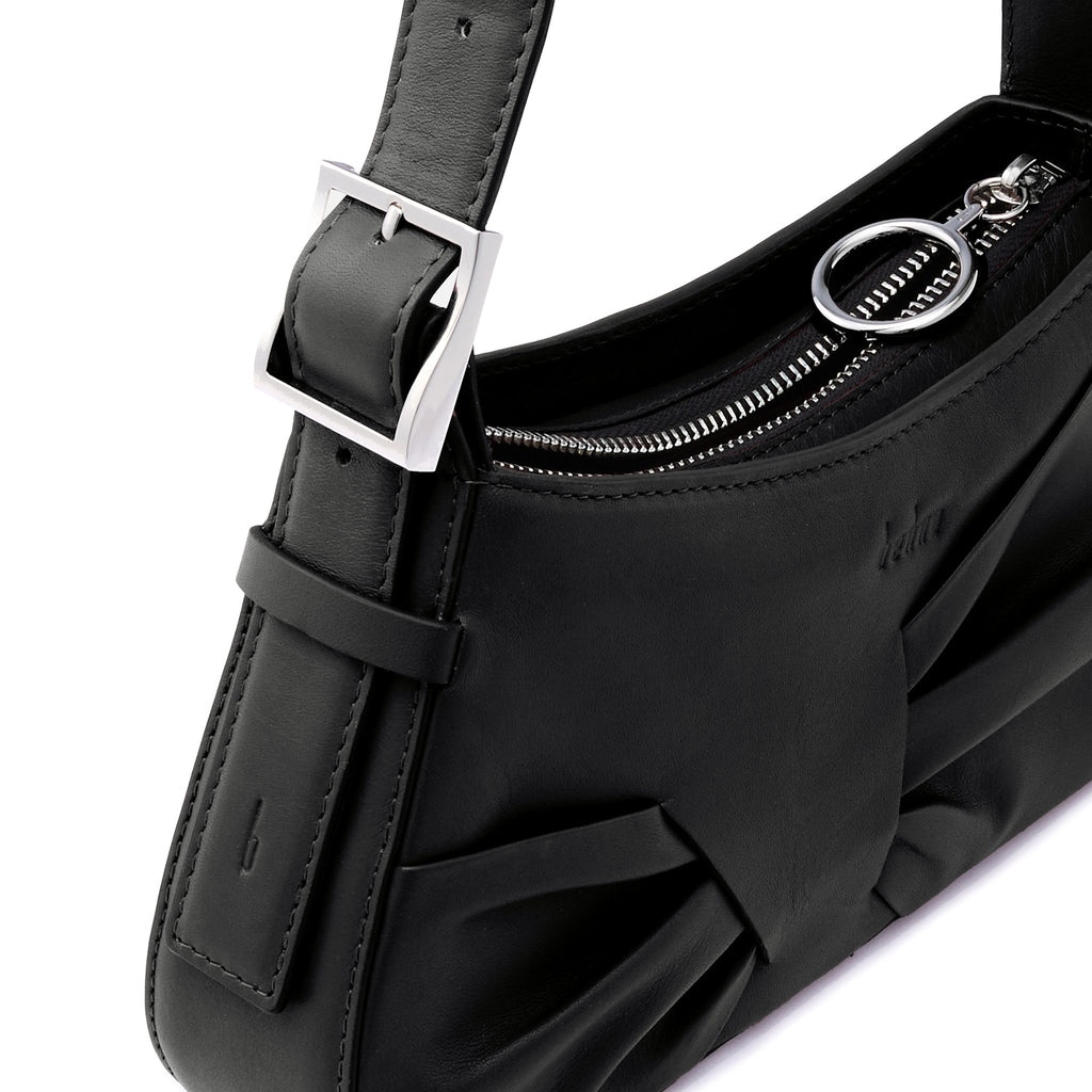 LEENA MINI SHOULDER DRAPED NAPPA BLACK