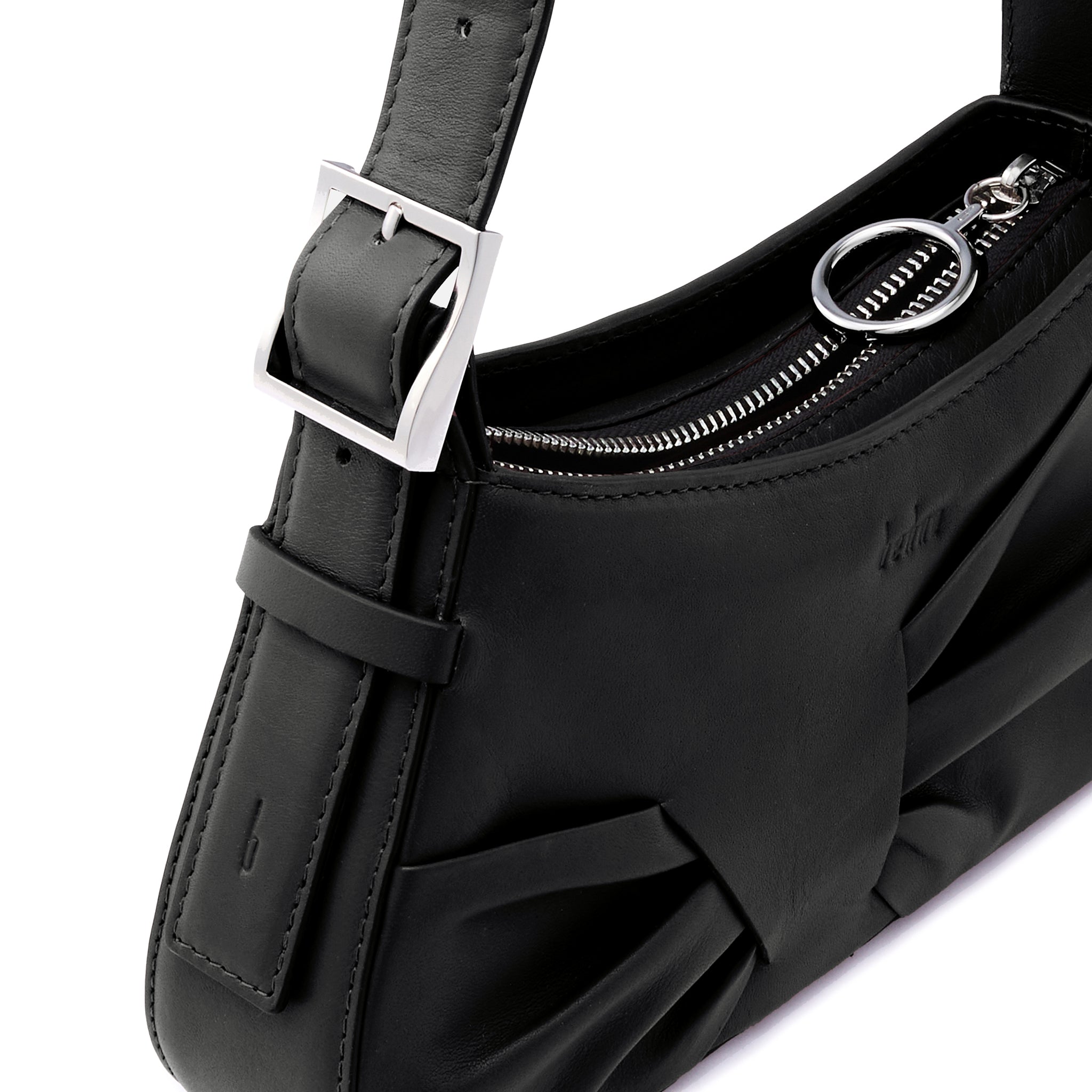 LEENA MINI SHOULDER DRAPED NAPPA BLACK