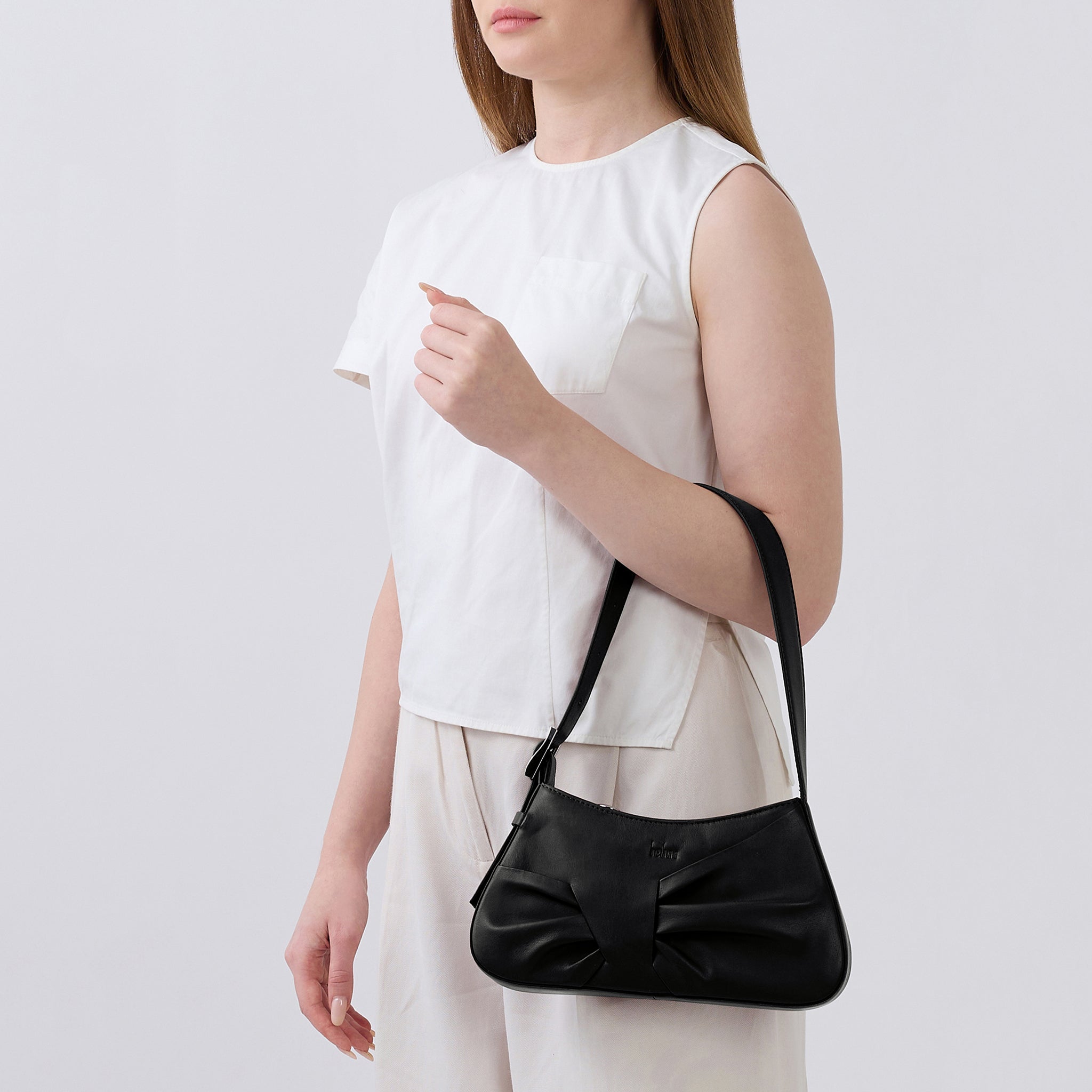 LEENA MINI SHOULDER DRAPED NAPPA BLACK