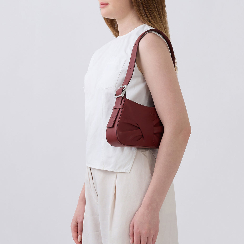 LEENA MINI SHOULDER DRAPED NAPPA BRICK