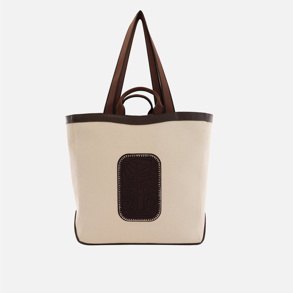 MAISON TOTE LARGE CANVAS SAND/CACAO