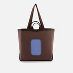 MAISON TOTE LARGE CANVAS CACAO/OCEAN BLUE