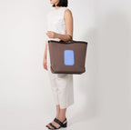 MAISON TOTE LARGE CANVAS CACAO/OCEAN BLUE