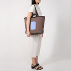 MAISON TOTE LARGE CANVAS CACAO/OCEAN BLUE