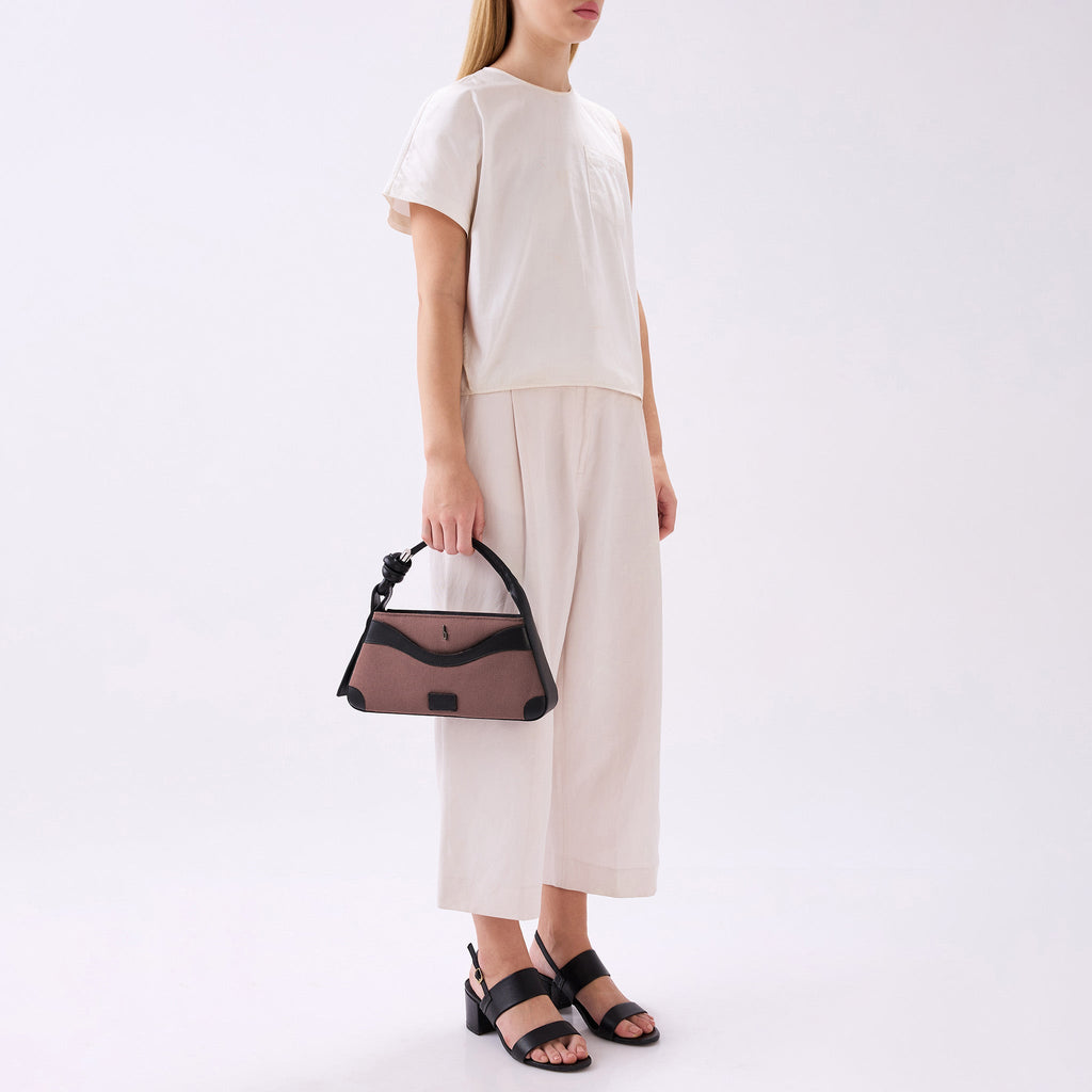 MELINA CROSSBODY CANVAS CACAO/BLACK