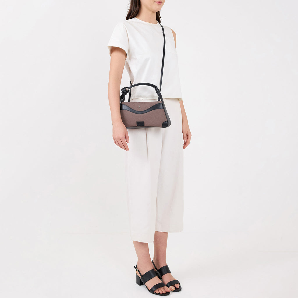 MELINA CROSSBODY CANVAS CACAO/BLACK