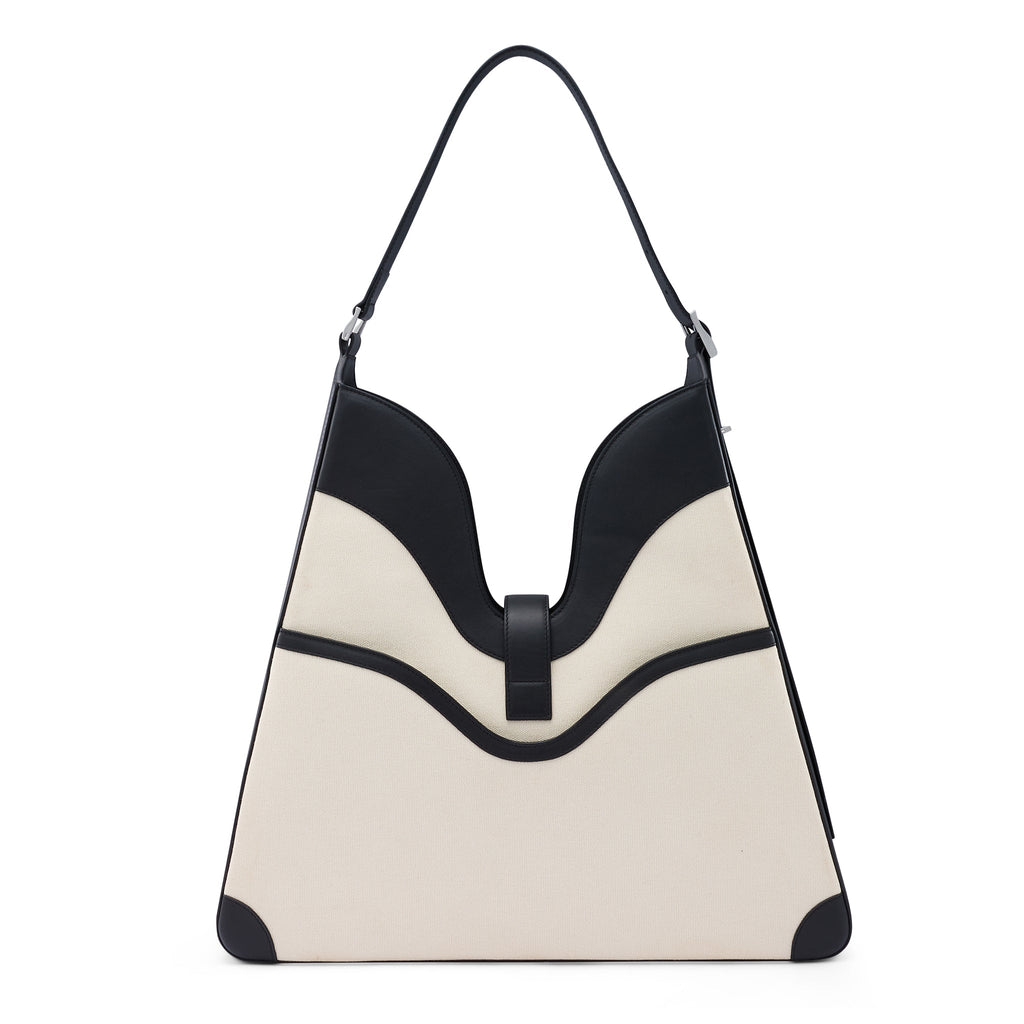 MELINA SHOULDER BAG CANVAS SAND/BLACK