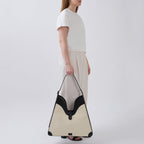 MELINA SHOULDER BAG CANVAS SAND/BLACK