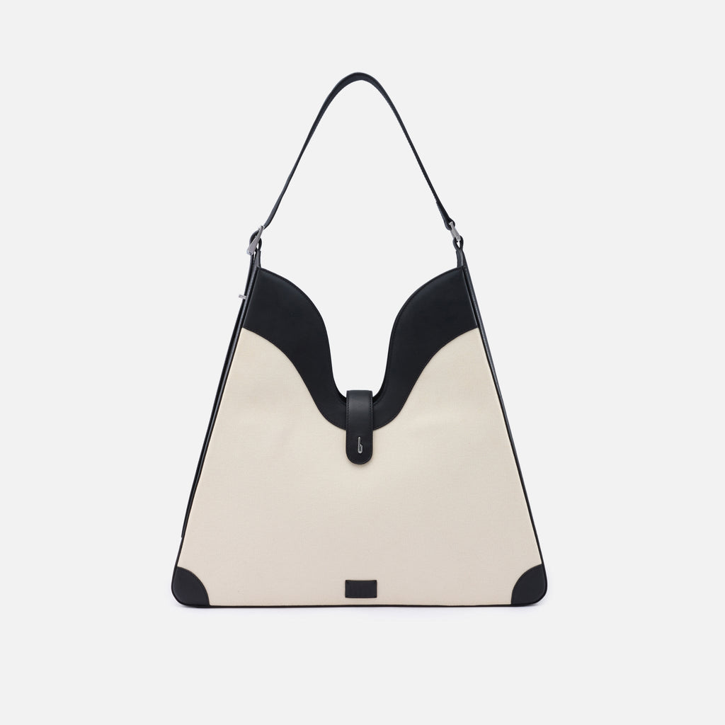 MELINA SHOULDER BAG CANVAS SAND/BLACK