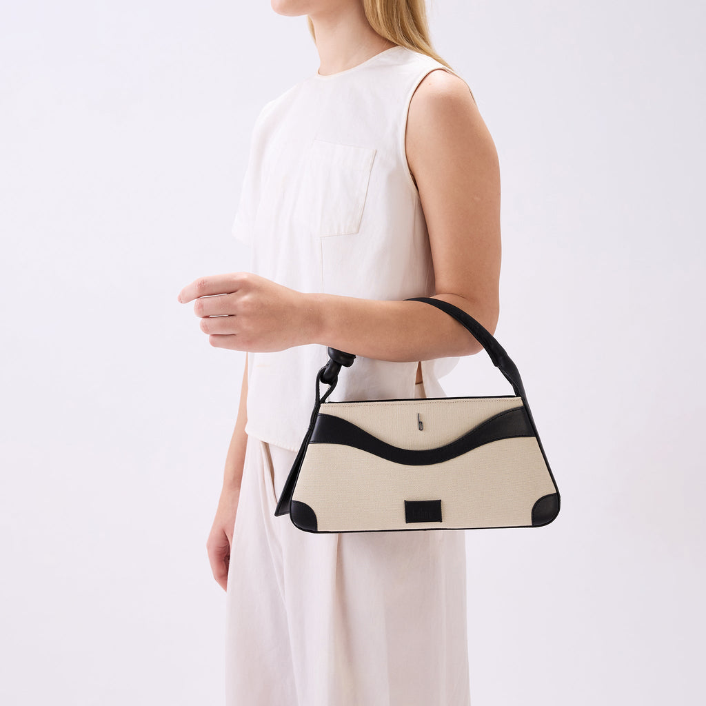 MELINA CROSSBODY CANVAS SAND/BLACK
