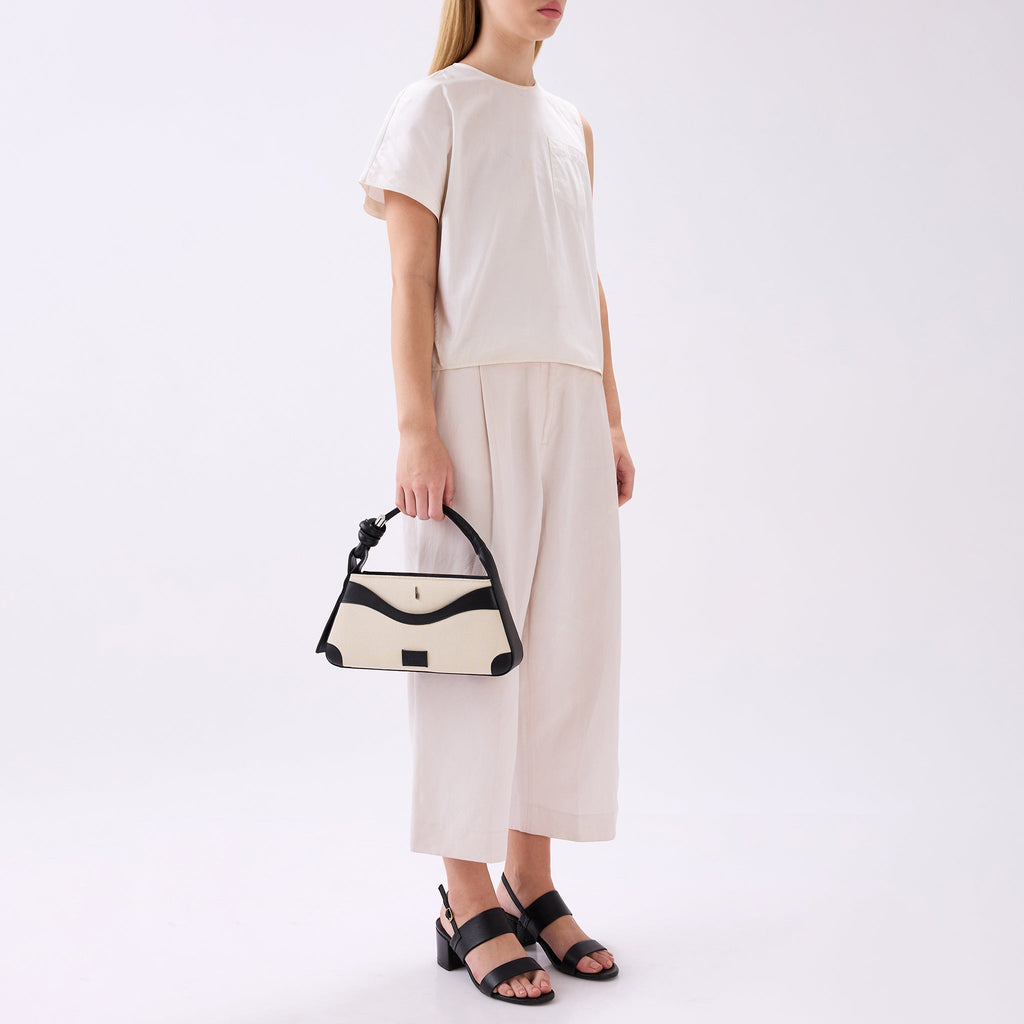 MELINA CROSSBODY CANVAS SAND/BLACK