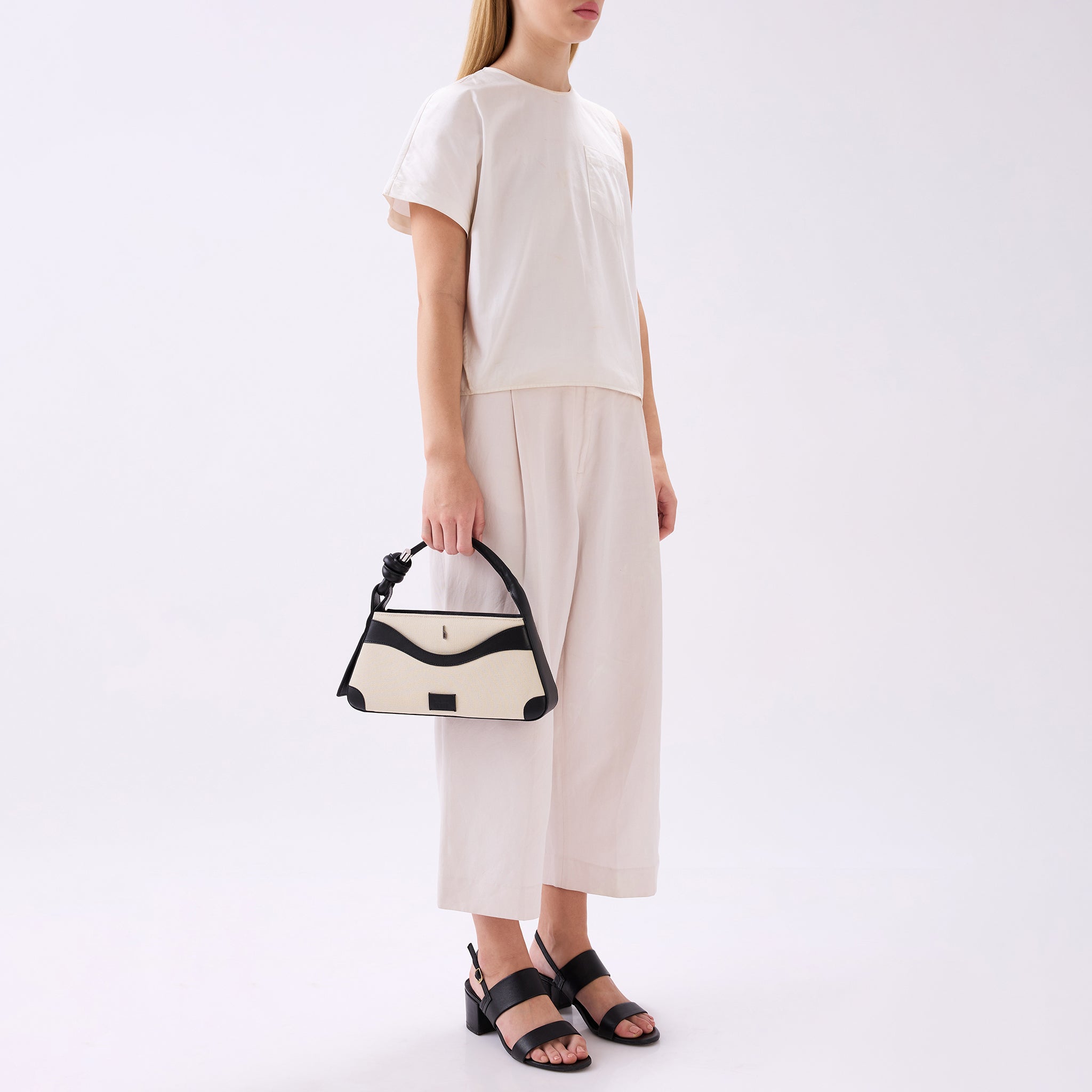 MELINA CROSSBODY CANVAS SAND/BLACK